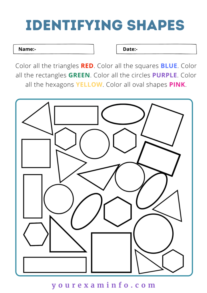 Identifying shapes worksheet